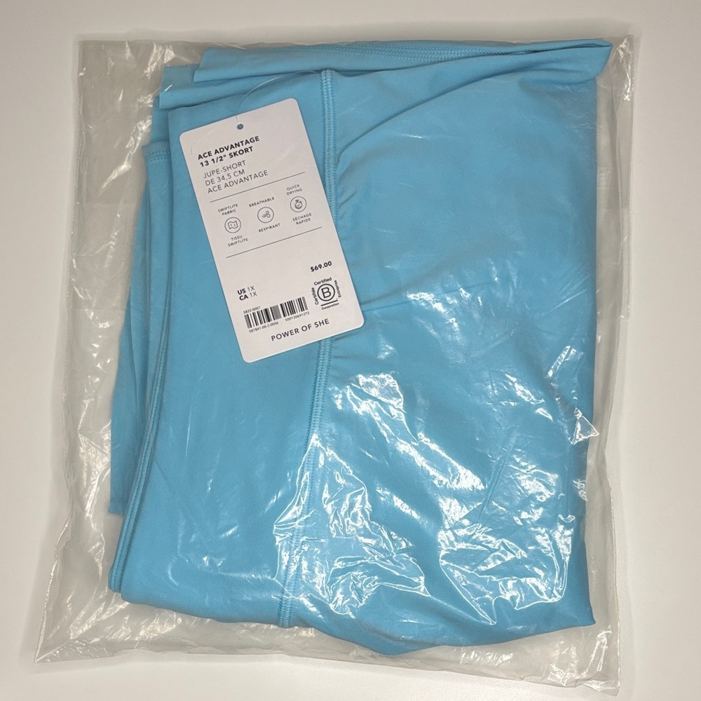 NWT Athleta‎ Ace Advantage High Rise 13.5" SKORT, Aqua, Size 1X - Picture 4 of 4